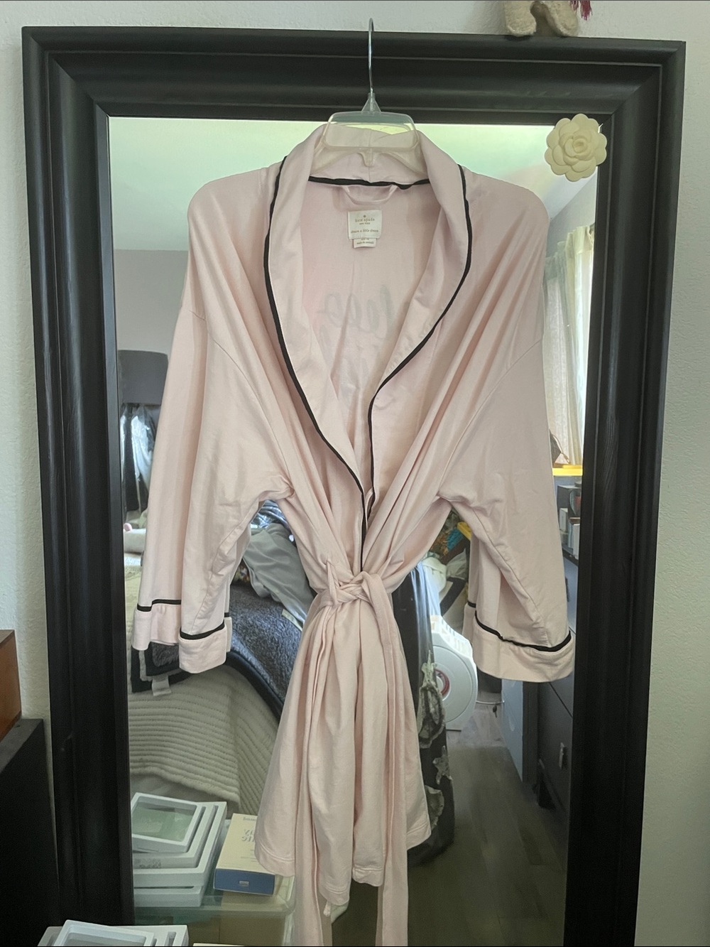 kate spade Pale Pink Robe with Black Piping